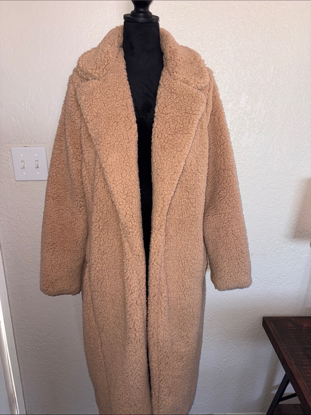 #T257 - Torrid Camel Teddy Long Coat -1X